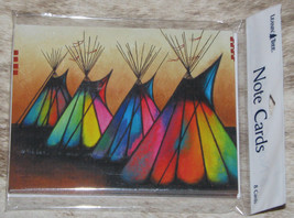 LEANIN TREE Colorful Teepees #35571~8 Notecards~Colorfully Blank Inside~M. Jones - £6.07 GBP