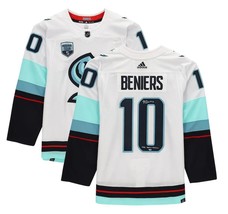 MATT BENIERS Autographed &quot;NHL Debut 4/12/22&quot; Authentic White Jersey FANA... - £353.32 GBP