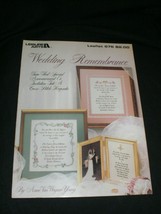 "Wedding Remembrance" Leisure Arts Leaflet 576 Cross Stitch Keepsake 1987 New - $6.99