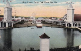 Electric Park Kansas City Missouri MO Postcard 1910 to Nevada N15 - £2.22 GBP