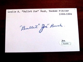 BULLET JOE BUSH 1923 WSC NEW YORK YANKEES SIGNED AUTO VINTAGE INDEX CARD... - £117.33 GBP