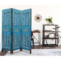 Hand-carved Wood Room Divider Screen, Vintage Folding Screen three Panel... - $1,550.00