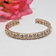 HENG NGAI Rose Gold Over Sterling Silver Diamond Cuff Bracelet 925 Vermeil - £55.00 GBP