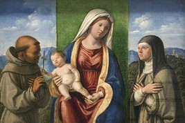 Madonna &amp; Child with Francis &amp; Clare by Gionanni Cima - Art Print - £17.57 GBP+