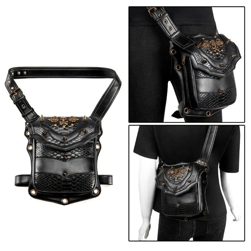 Upgraded Steampunk Vintage Waist Pack Hiking Fanny Pack Small Purse Multipurpo - £26.77 GBP