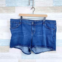 Old Navy Low Rise Jean Shorts Blue Dark Wash Stretch Denim Womens Plus Size 24 - £15.56 GBP