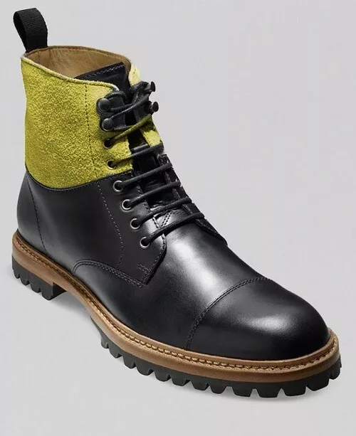 Mens Best Black Outerwear Lace Up Ankle High Rubber Sole Handmade Boot - $179.99