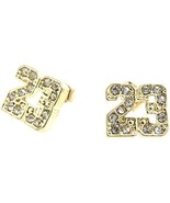 Number # 23 Basketball Gold Tone Iced Out CZ Stud Jordan Earrings - $293.08 MXN