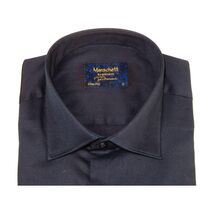 Men 100% Sateen Cotton Shirt Manschett Quesste Turkey Slim Fit 4010-07 Navy Blue image 3