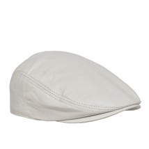 DR397 Soft Leather Classic Flat Cap White - £29.83 GBP
