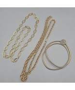 Vintage Gold Tone Necklace Lot 3 piece Rope Open Oval Slinky Maximalist - $29.99