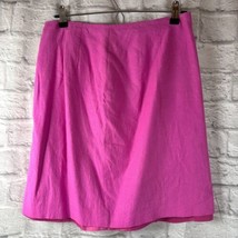 Falda Lápiz Rosa Hasta La Rodilla Vintage Haggar Talla 10 Y2K Años 90 Lino - $31.18