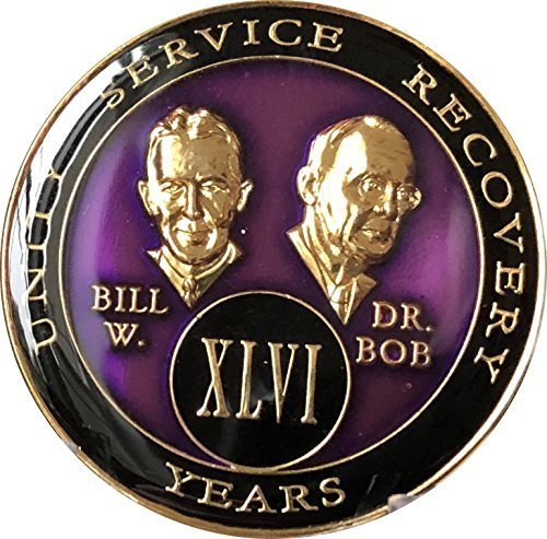 46 year AA Medallion Purple Tri-Plate Founders Bill & Bob Chip XLVI