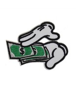 MAKE IT RAIN IRON ON PATCH 4&quot; Mickey Mouse Hands Money Embroidered Fat S... - $3.25