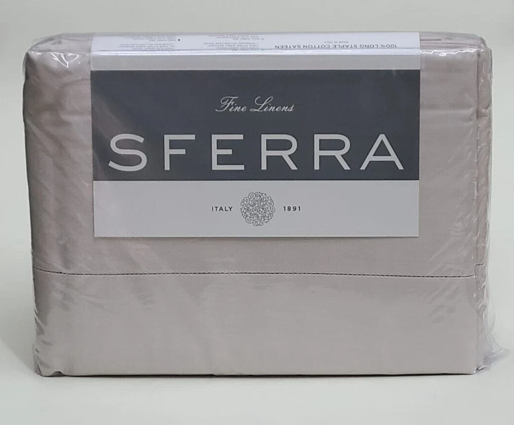 Sferra Corda Light Pink King Sheet Set 4PC Solid 100% Cotton Sateen Italy NEW Item image 7