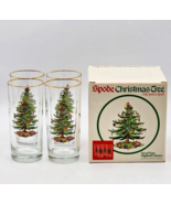 Spode Christmas Tree Set Of Four Highball Glasses 15 Oz Gold Rimmed Orig... - €35,06 EUR