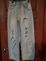 NWT Wild Fable Women&#39;s Super-High Rise Distressed Baggy Jeans Light Wash... - $14.85
