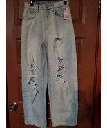 NWT Wild Fable Women&#39;s Super-High Rise Distressed Baggy Jeans Light Wash... - £11.67 GBP