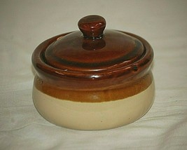 Vintage Stoneware Pottery Bean Pot Individual Size w Lid Dinnerware - £11.86 GBP