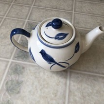 April Cornell 2000 Teapot Blue and White Birdsong Bird and Leaves - £22.13 GBP