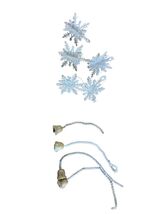 Vintage Mini Christmas Ornaments Lot Bells &amp; Snowflakes Set of 9 Glitter... - $16.00