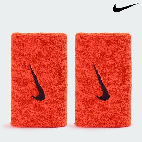 Nike Swoosh Wristband Double Wide L Tennis Sports Wrist Band 2pcs Red AC... - $30.51