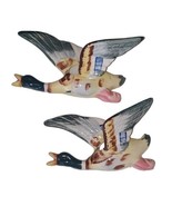 VTG Flying Mallard Duck Ceramic 3D Wall Pocket Art Japan  1950&#39;s Set of 2  - £45.45 GBP