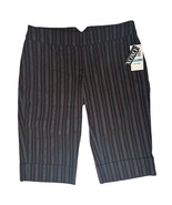 Vtg Y2K XOXO Juniors Black Striped Long Dressy Bermuda Shorts w/ Stretch... - $19.79