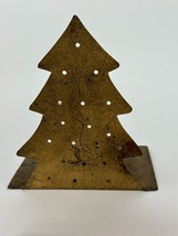 Hosley Brass Christmas Tree Tealight Candle Holder Luminary Silhouette 6&quot; - $9.00