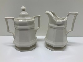 1965 Set of Iroquois Ironstone White Creamer and Sugar w/Lid Henry Ford Museum - £23.70 GBP