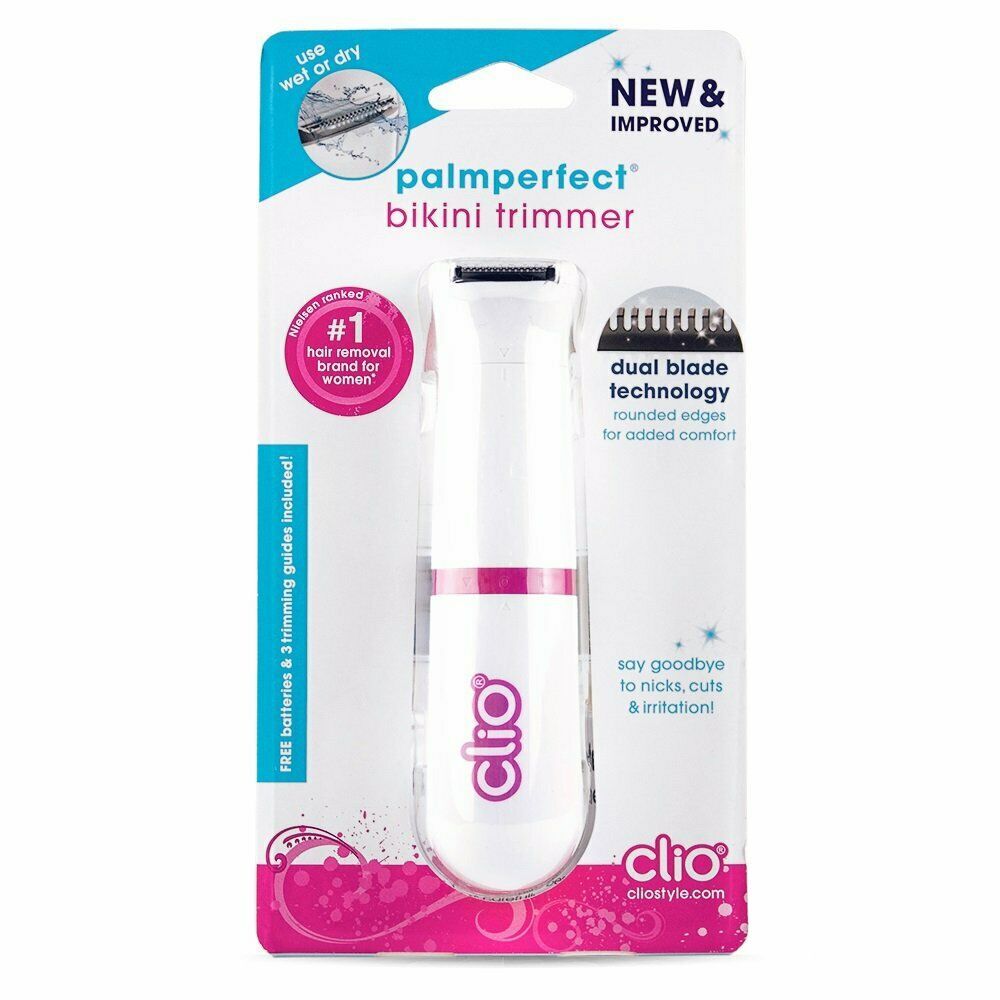 Clio Designs Palmperfect Bikini Trimmer Dual Blade Wet Dry 3 Guides
