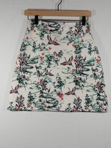H&amp;M Womens Size 6 Skirt Pencil White Cranes Asian Tapestry Inspired Green - £11.83 GBP