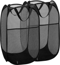 Buenod 2 Packs Mesh Pop up Laundry Hamper (Black) with Portable, Durable Handles - £15.68 GBP