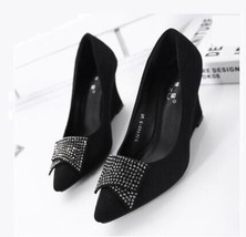 Hot Sexy  Crystal Shoes Pumps 2019 Autumn Shallow Mouth Slope Shoes Woman Europe - $53.53