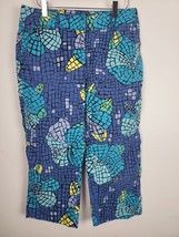 Lilly Pulitzer Ankle Length Pants 8P Womens Blue Yellow Geometric Straig... - $21.88