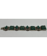 Vintage Sterling Taxco 925 N.S. Green Gemstone and Metal Bracelet - £67.02 GBP