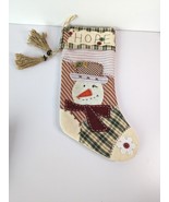 Christmas Stocking Snowman Rustic Hope Burlap Twine Buttons Cottage Farm... - £15.58 GBP