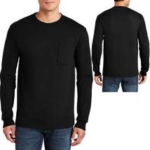 Gildan Mens Cotton Long Sleeve Preshrunk Pocket T-Shirt S M L, Xl, 2XL, 3XL, 4XL - £13.46 GBP+
