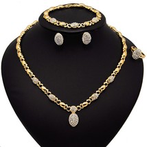 New Arrivals High Quality Crystal X O-shaped Gold Color Necklace Earrings Bracel - £35.29 GBP