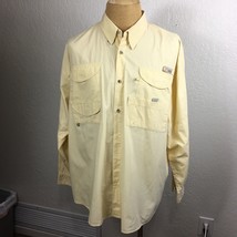 Columbia Sportswear PFG Shirt Mens XXL Long Sleeves Pale Yellow Fishing Vented - £24.31 GBP