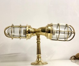 Twin Opposite side Swan Neck Antique Nautical Theme Brass Metal Bulkhead... - $220.47