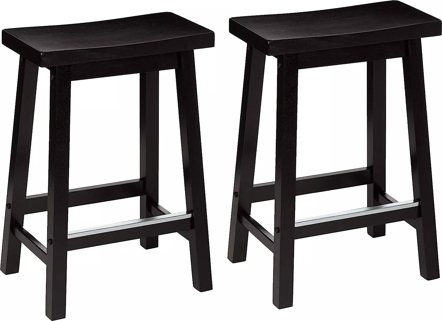 Black Solid Wood Dining Chair Set of 2: Counter Height Saddle-Seat Stools - $123.36 CAD