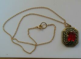 Vintage Sarah Coventry Red Faceted Prong-set Pendant Necklace - $18.99
