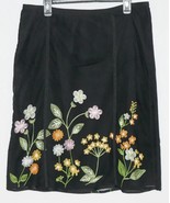 Sigrid Olsen Retro Sheer Overlay Embroidered Wildflowers Black Skirt Siz... - $428.07 MXN