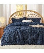 Bedsure Queen Comforter Set - Navy Blue Comforter, Boho Tufted Shabby Chic - $73.99
