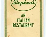 Stephen&#39;s An Italian Restaurant Menu Knoxville Tennessee 1990&#39;s - £13.93 GBP