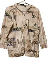 Chico&#39;s Notations light jacket size M/8 (1 in Chico&#39;s sizing) Zoo Monkey Giraffe - £11.60 GBP