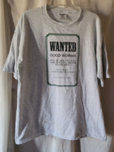 VTG Men's JERZEES T-Shirt Size XL Heavyweight Gray Wanted Good Woman - $16.99