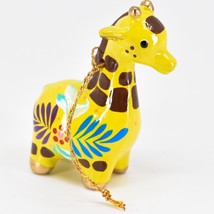 Handcrafted Painted Ceramic Yellow Brown Giraffe Confetti Ornament Made ... - £15.81 GBP