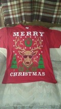 Dec 25th Men L Merry Christmas Reindeer T Shirt Sunglasses Tree Xmas Wre... - £13.95 GBP